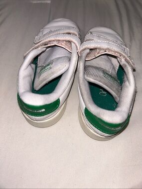 Adidas Kids White and Green Sneakers with Velcro Straps